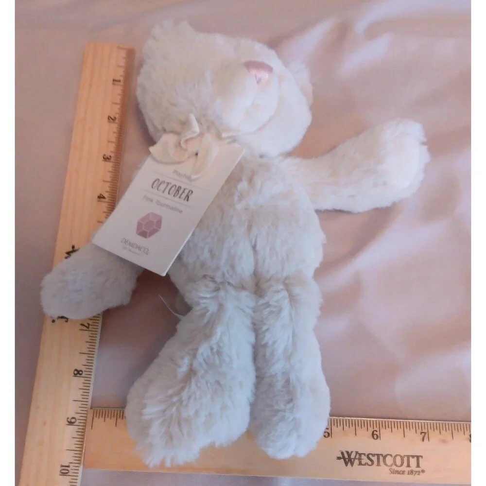 Demdaco Birthstone Bear Cream Plush October Pink Tourmaline Heart Foot 9 Inch